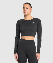 Training Long Sleeve Crop Top Black