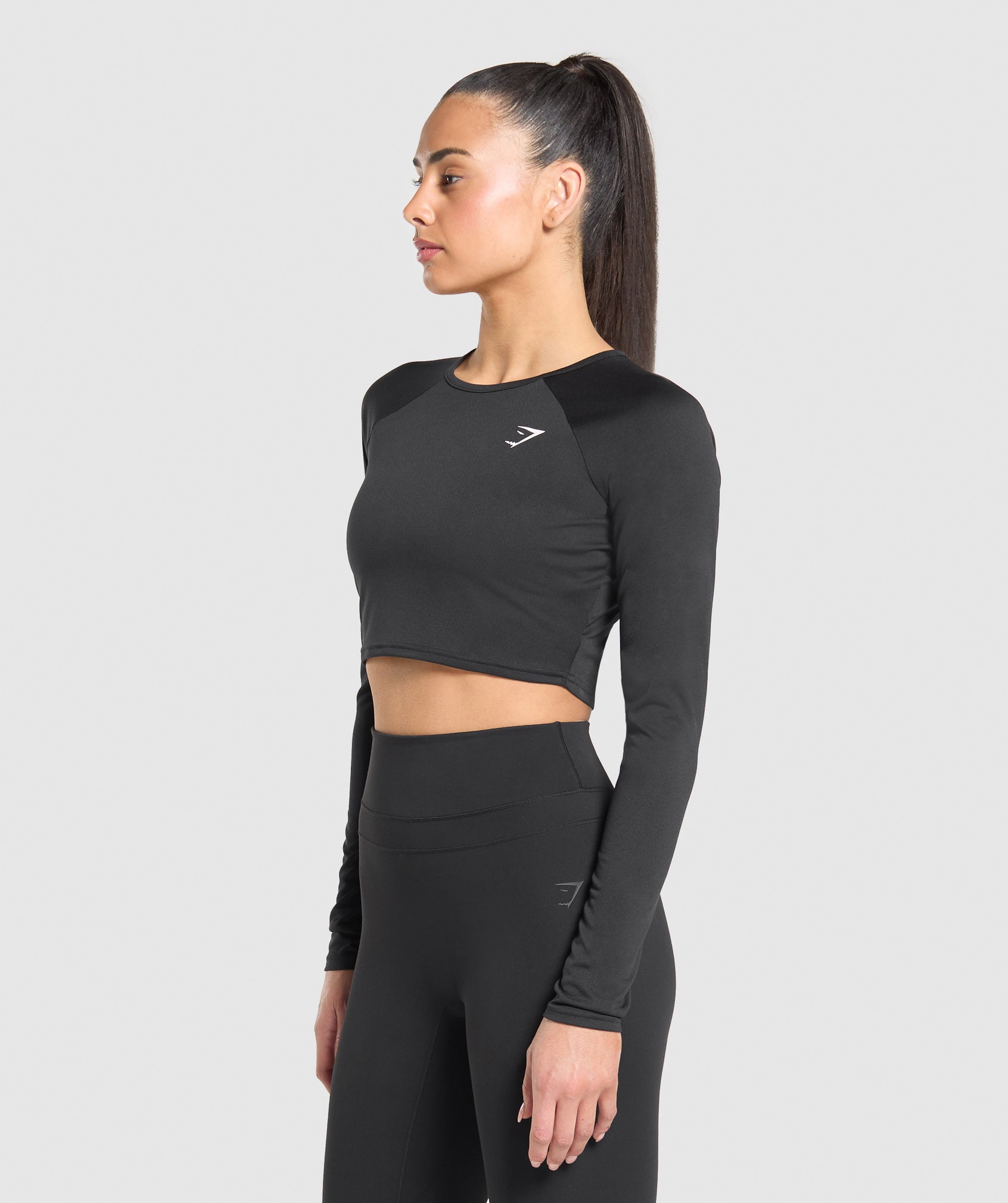 Training Long Sleeve Crop Top Black