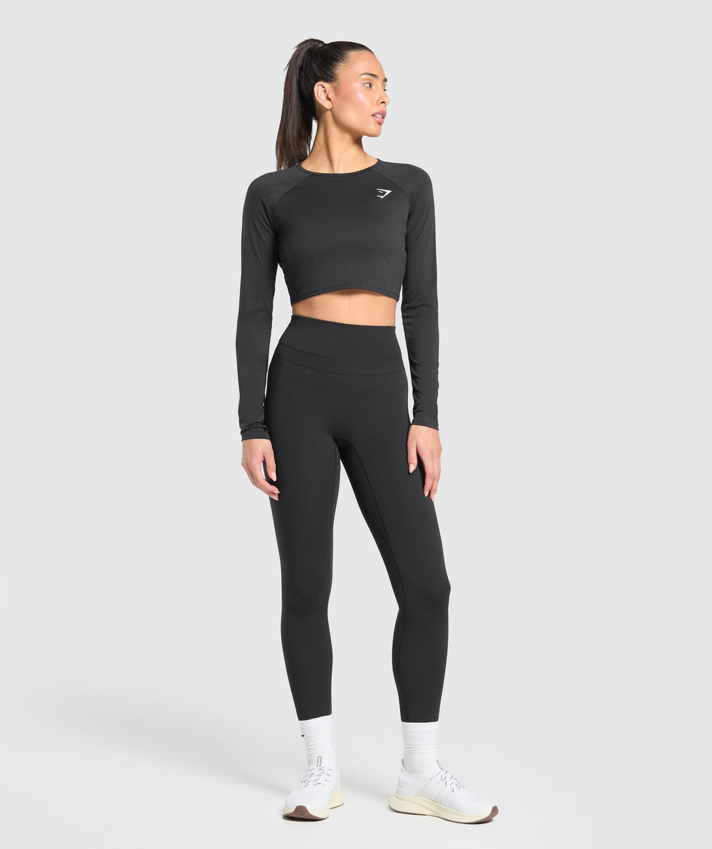 Training Long Sleeve Crop Top Black