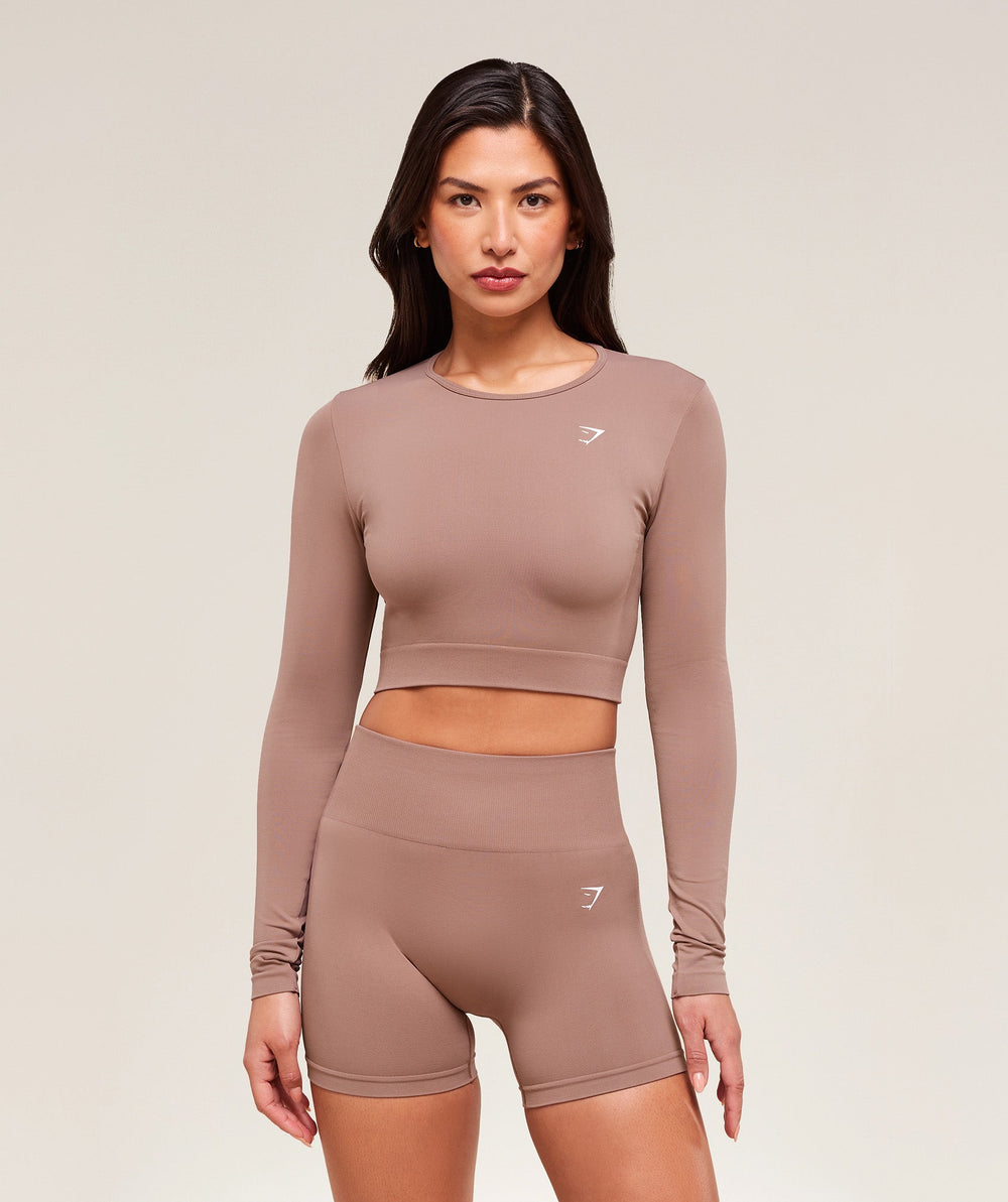 Everyday Seamless Long Sleeve Crop Top Chestnut Pink