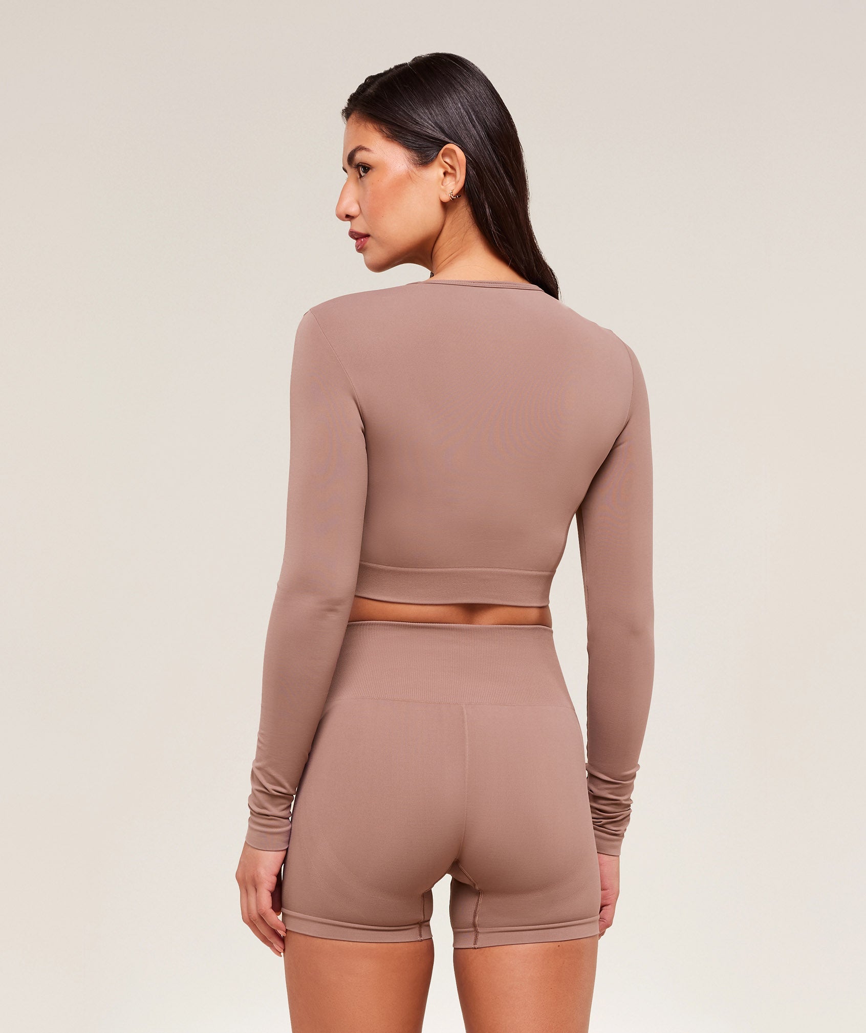 Everyday Seamless Long Sleeve Crop Top Chestnut Pink