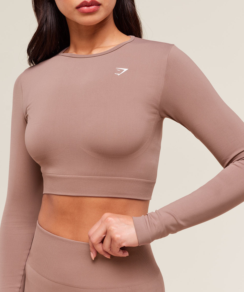 Everyday Seamless Long Sleeve Crop Top Chestnut Pink