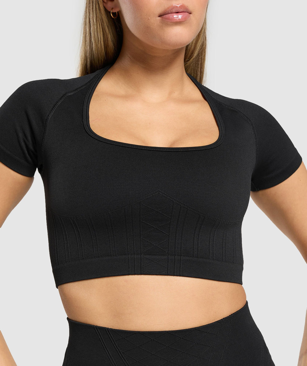 Corset Seamless Crop Top Black