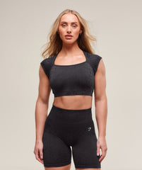 Adapt X Whitney Animal Seamless Crop Top Black/Asphalt Grey