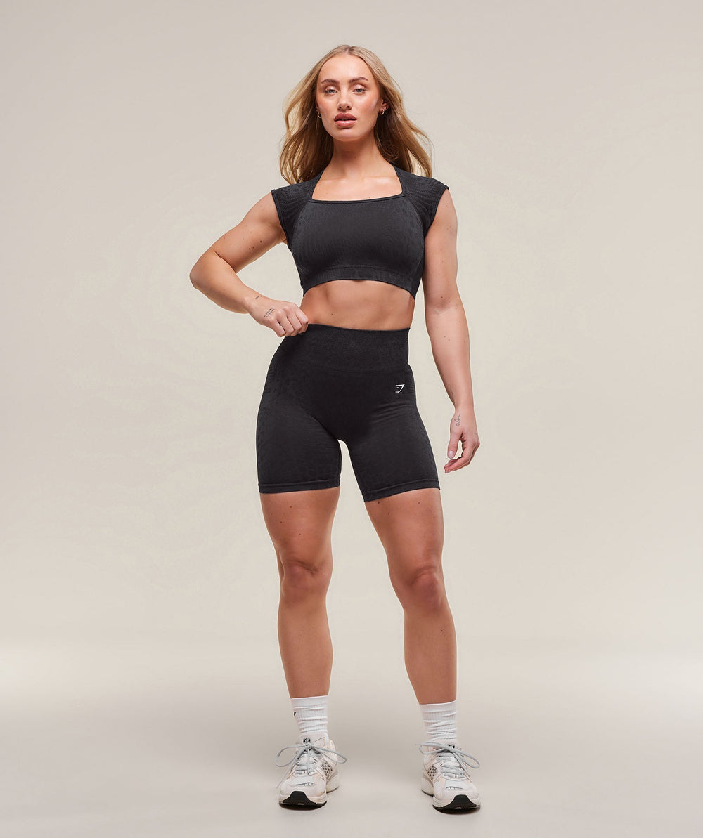 Adapt X Whitney Animal Seamless Crop Top Black/Asphalt Grey