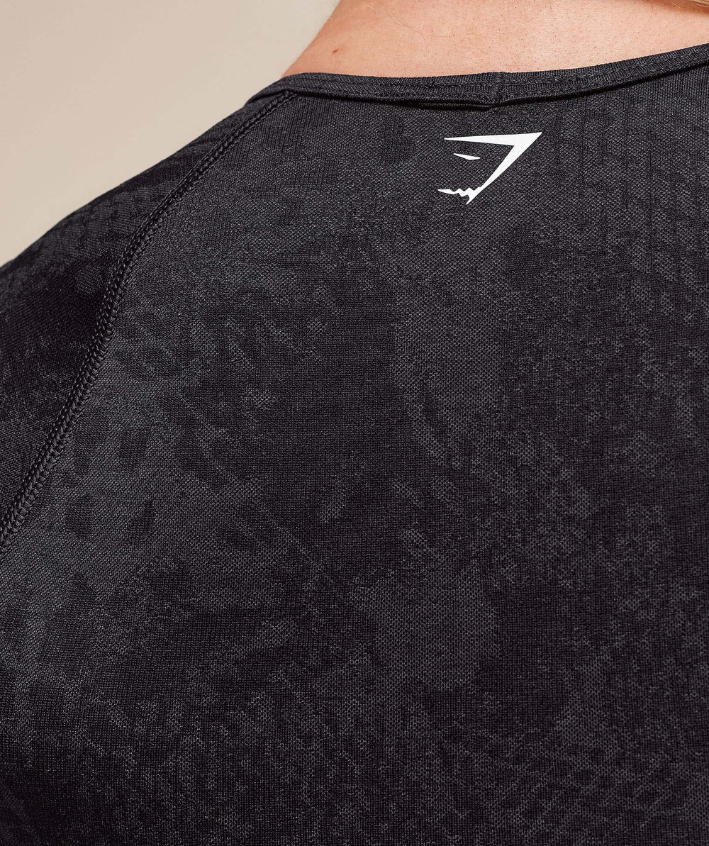 Adapt X Whitney Animal Seamless Crop Top Black/Asphalt Grey