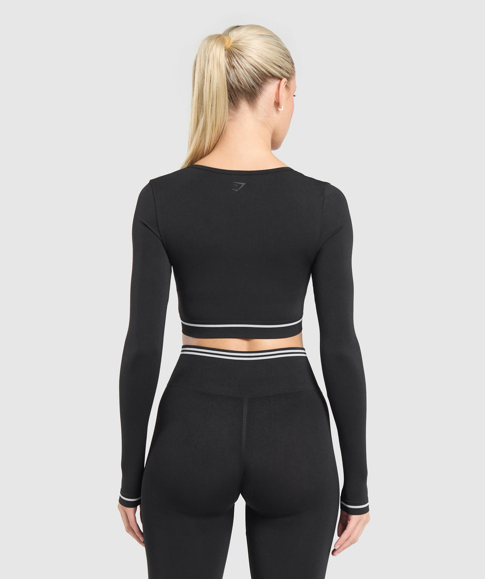 Contrast Seamless Crop Top Black