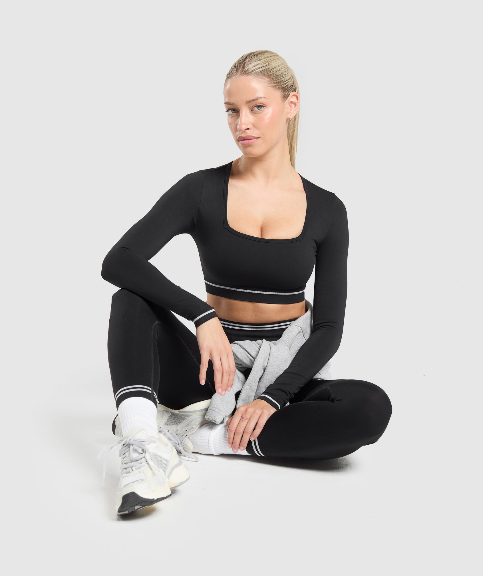 Contrast Seamless Crop Top Black