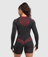 Apex Lift Seamless Long Sleeve Crop Top Black/Carmine Red