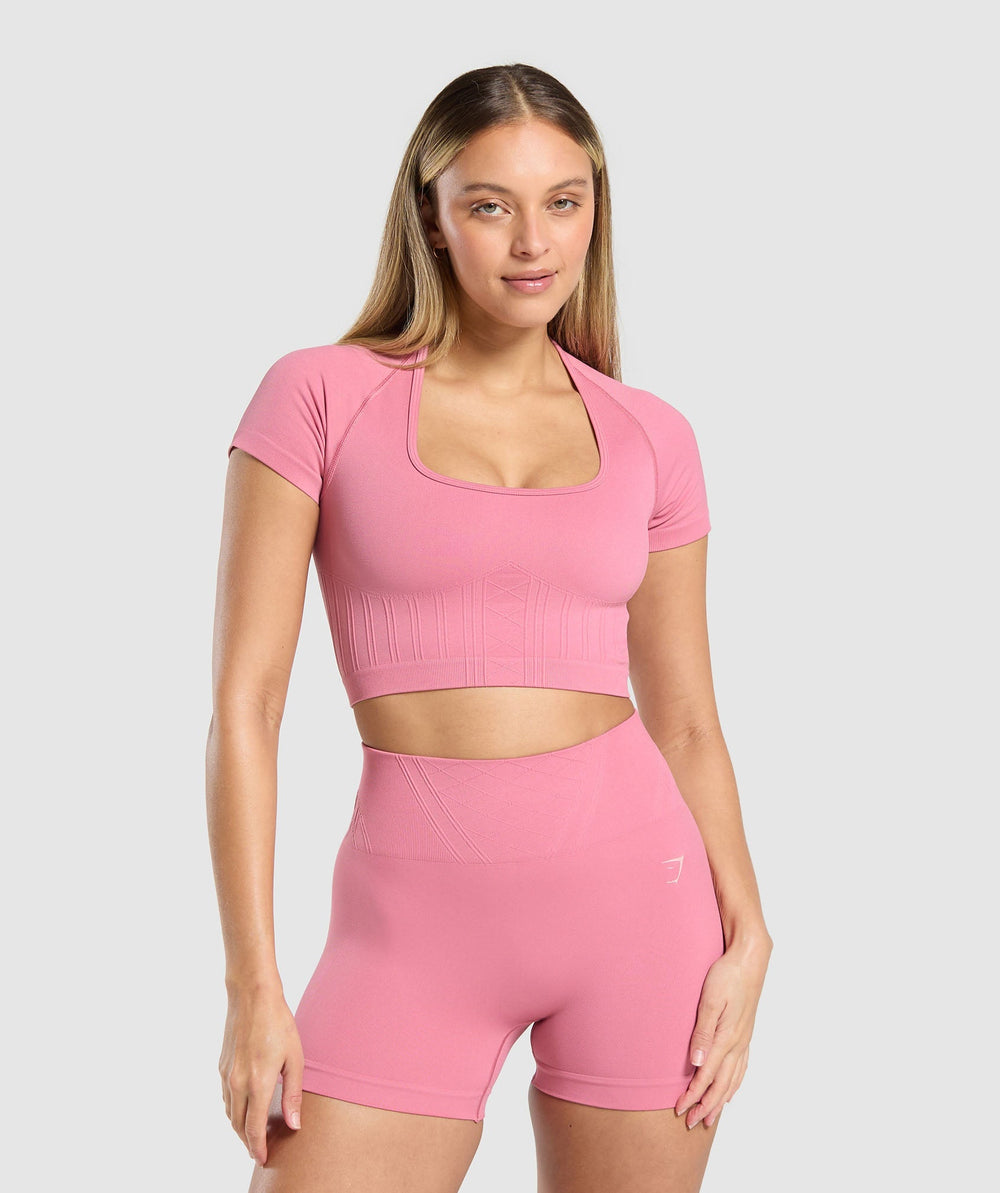 Corset Seamless Crop Top Sunset Pink