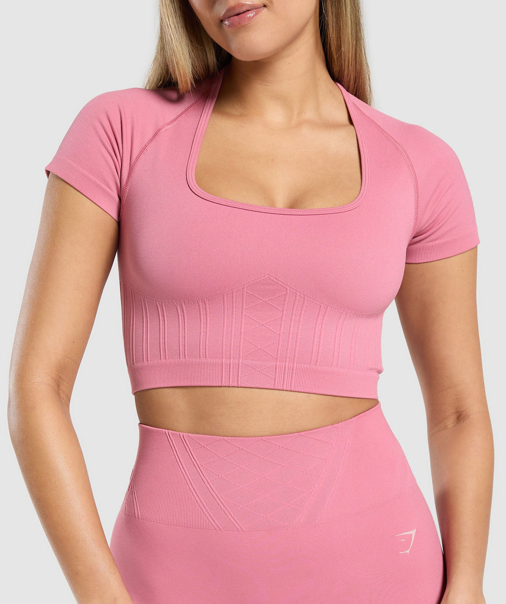 Corset Seamless Crop Top Sunset Pink