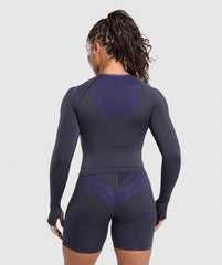 Apex Lift Seamless Long Sleeve Crop Top Heavy Blue/Cobalt Purple