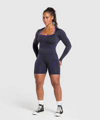 Apex Lift Seamless Long Sleeve Crop Top Heavy Blue/Cobalt Purple