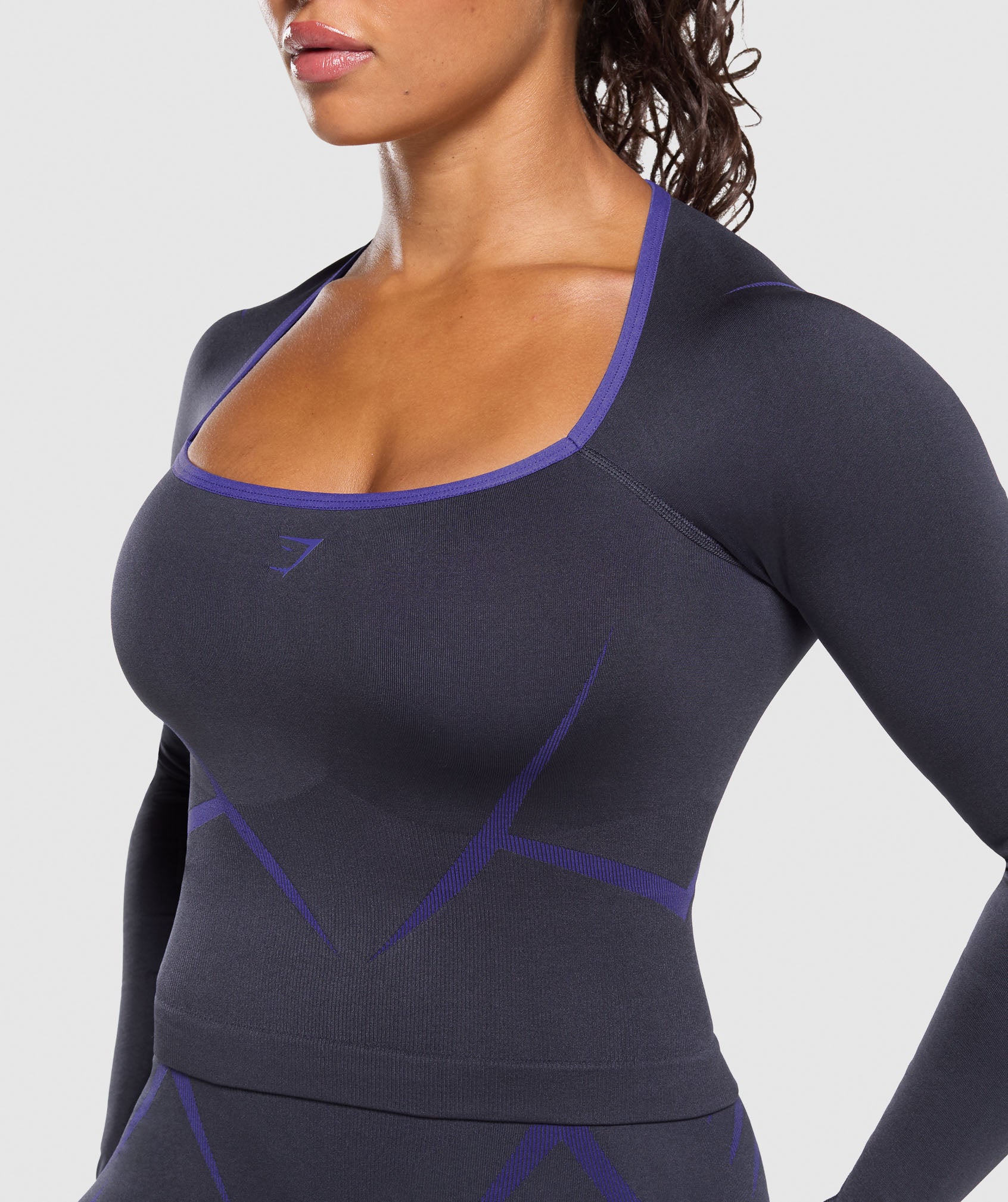 Apex Lift Seamless Long Sleeve Crop Top Heavy Blue/Cobalt Purple