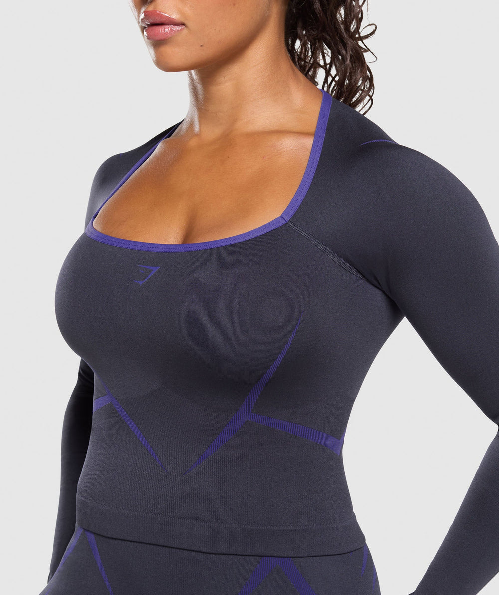 Apex Lift Seamless Long Sleeve Crop Top Heavy Blue/Cobalt Purple