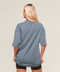 Minimal Bra Graphic Oversized T-Shirt Iron Blue