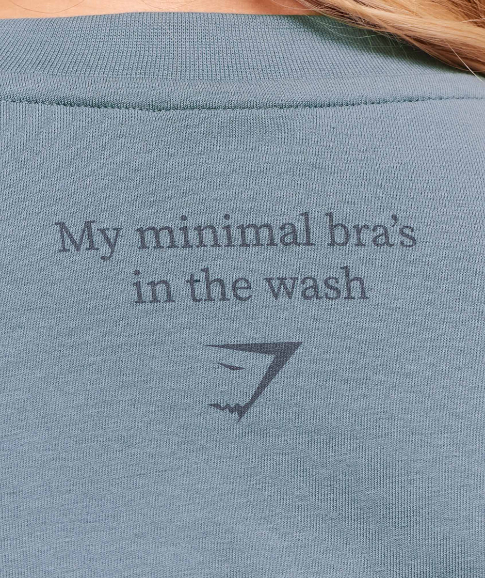 Minimal Bra Graphic Oversized T-Shirt Iron Blue