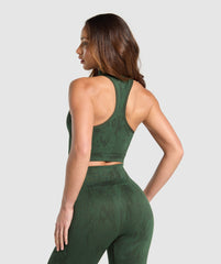 Adapt Camo Seamless Zip Up Crop Top Trail Green/Classic Green