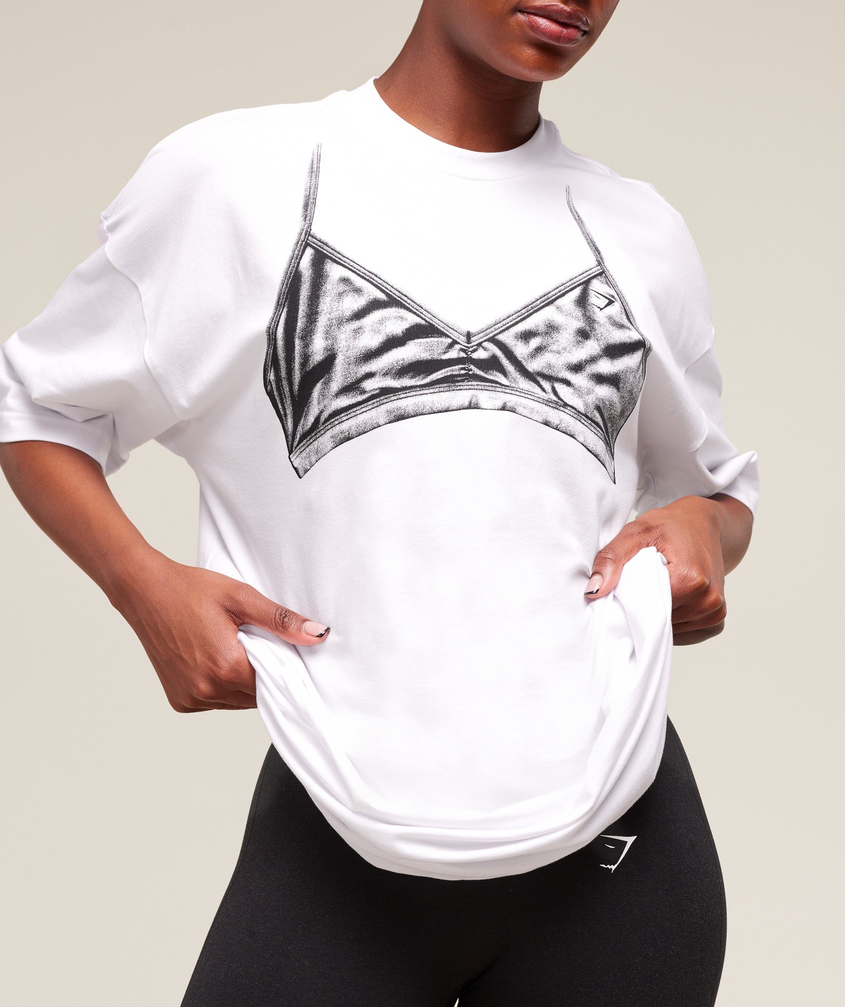Minimal Bra Graphic Oversized T-Shirt White