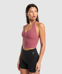 Halter Neck Cami with Shelf Washed Berry Pink