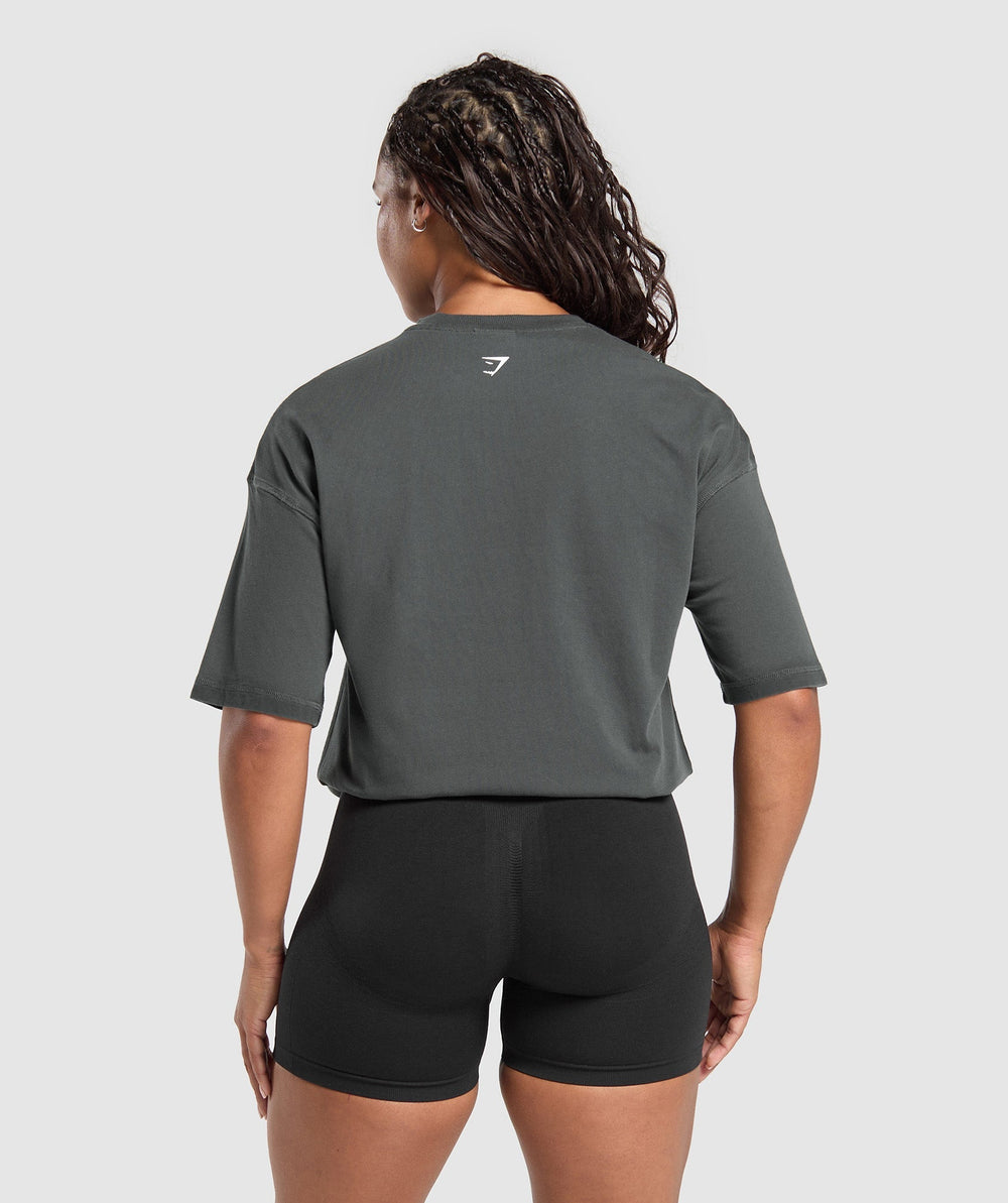 Gains Washed Heavyweight Cotton T-Shirt Asphalt Grey/Black