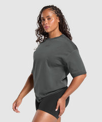 Gains Washed Heavyweight Cotton T-Shirt Asphalt Grey/Black