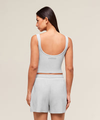 Waffle Cropped Tank Light Grey