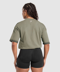Gains Washed Heavyweight Cotton T-Shirt Base Green/Strength Green