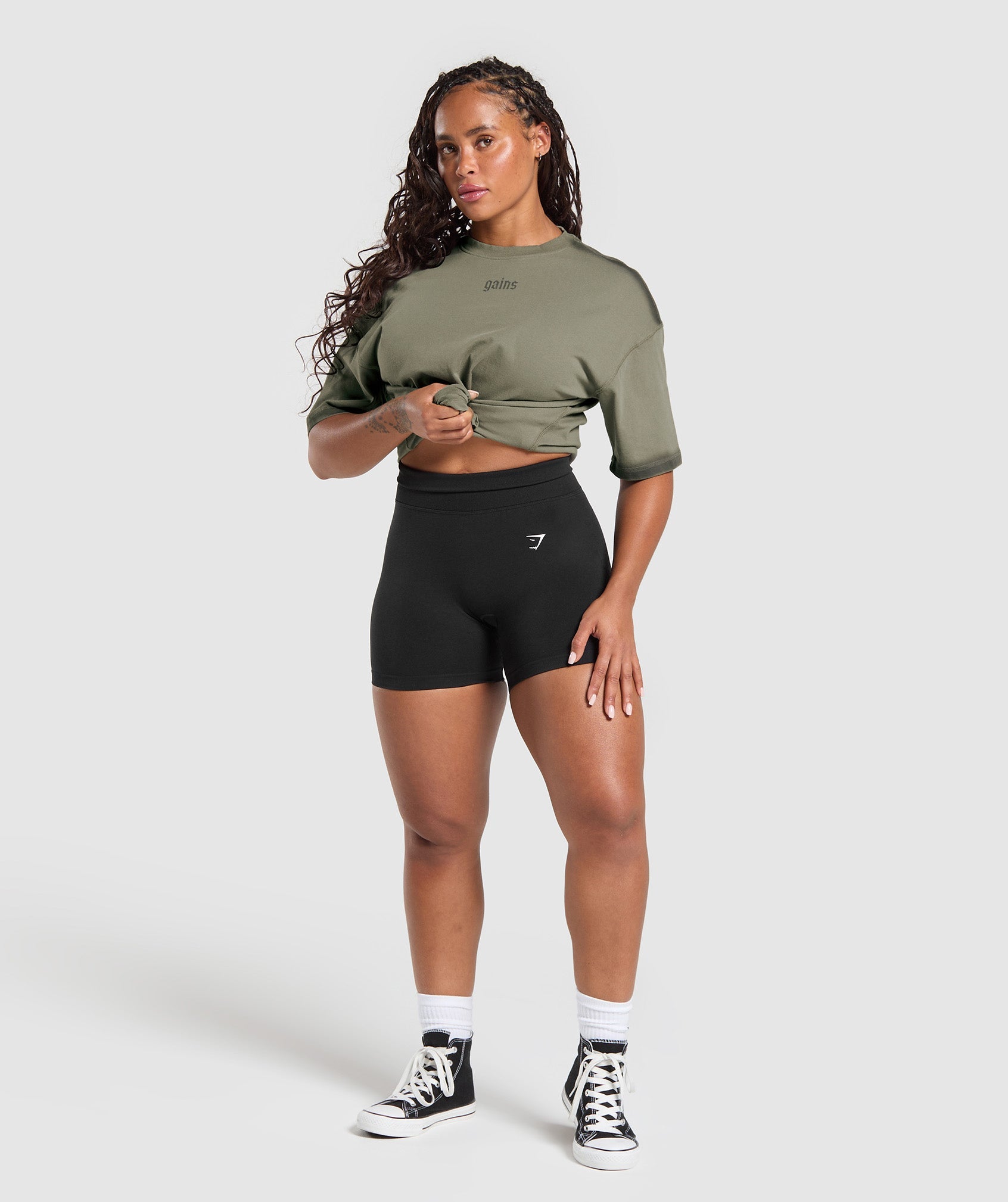 Gains Washed Heavyweight Cotton T-Shirt Base Green/Strength Green