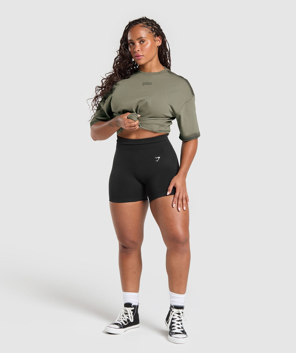 Gains Washed Heavyweight Cotton T-Shirt Base Green/Strength Green