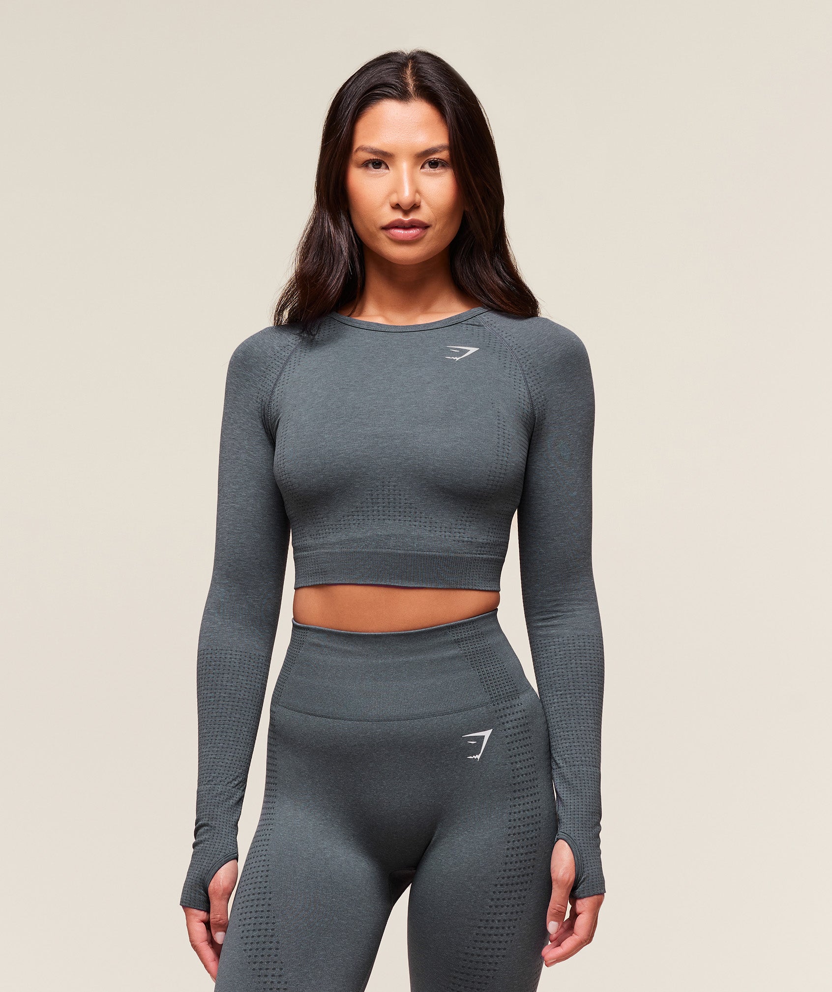 Vital Crop Top Strong Grey Marl