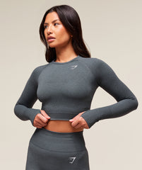 Vital Crop Top Strong Grey Marl