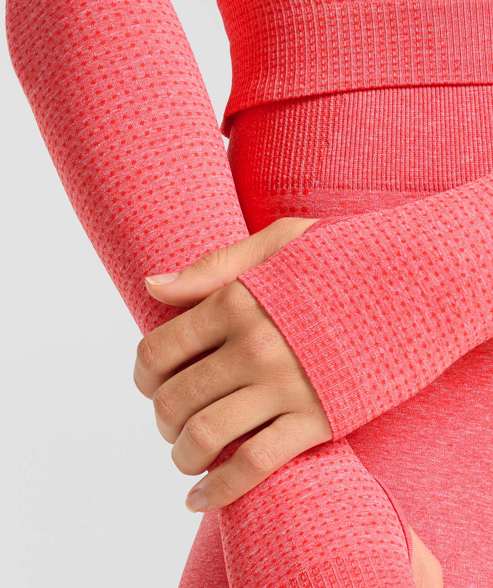 Vital Long Sleeve Cut Out Top Coral Red Marl