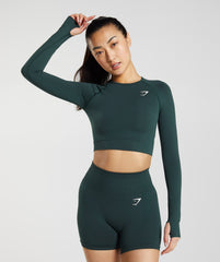 Vital Crop Top Woodland Green Marl