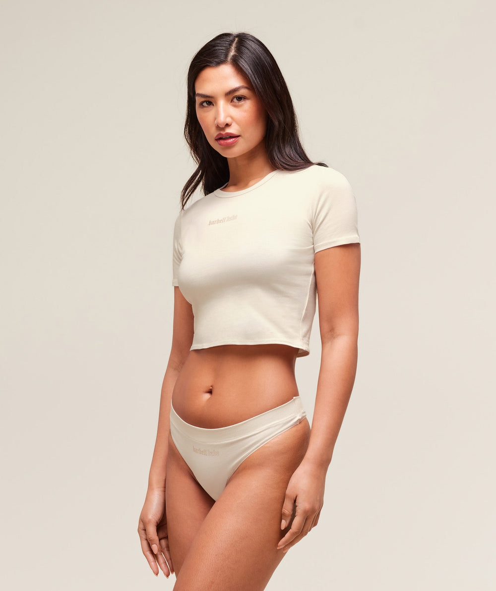 Cotton Graphic Midi T-Shirt Oat White
