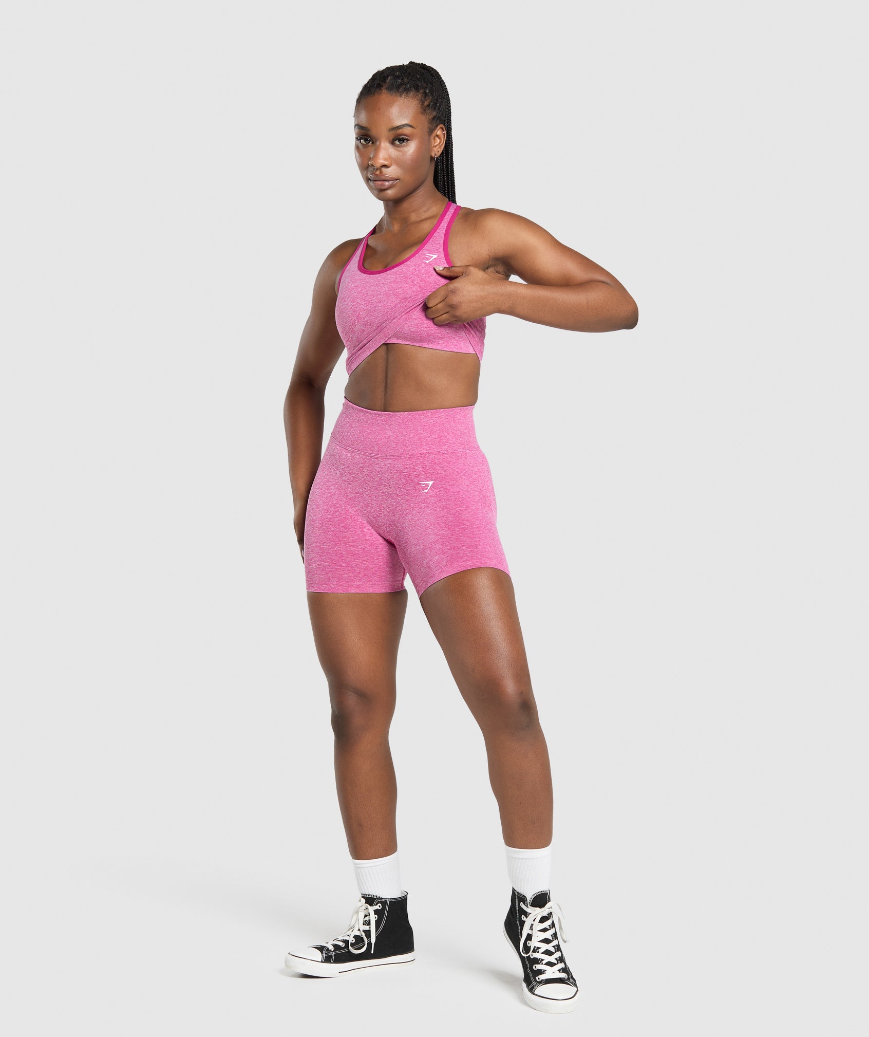 Lift Seamless Midi Tank With Shelf Winning Pink/White Marl