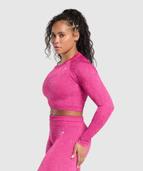 Adapt Fleck Seamless Long Sleeve Crop Top Winning Pink/Sour Pink