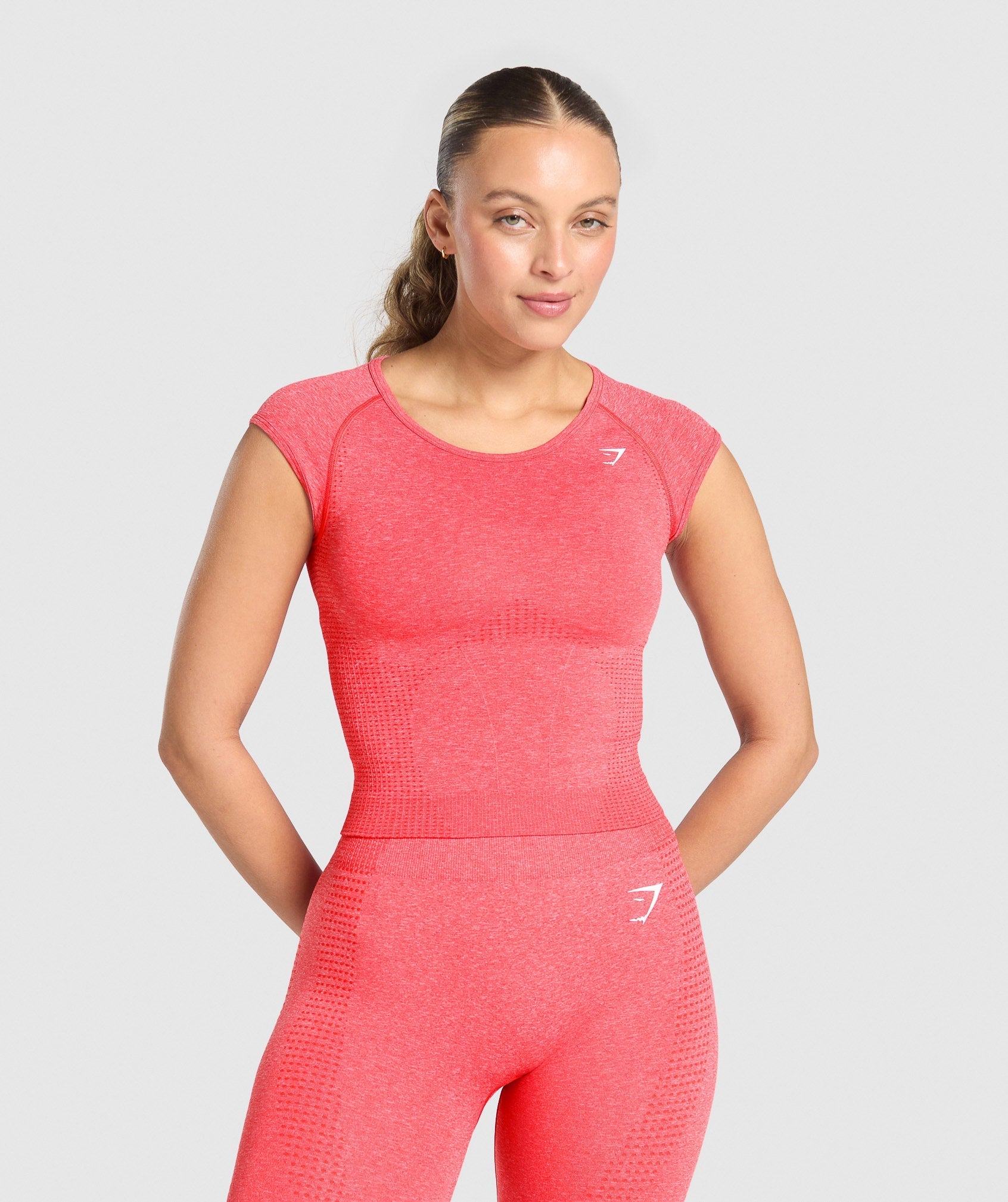 Vital Scoop Neck Top Coral Red Marl