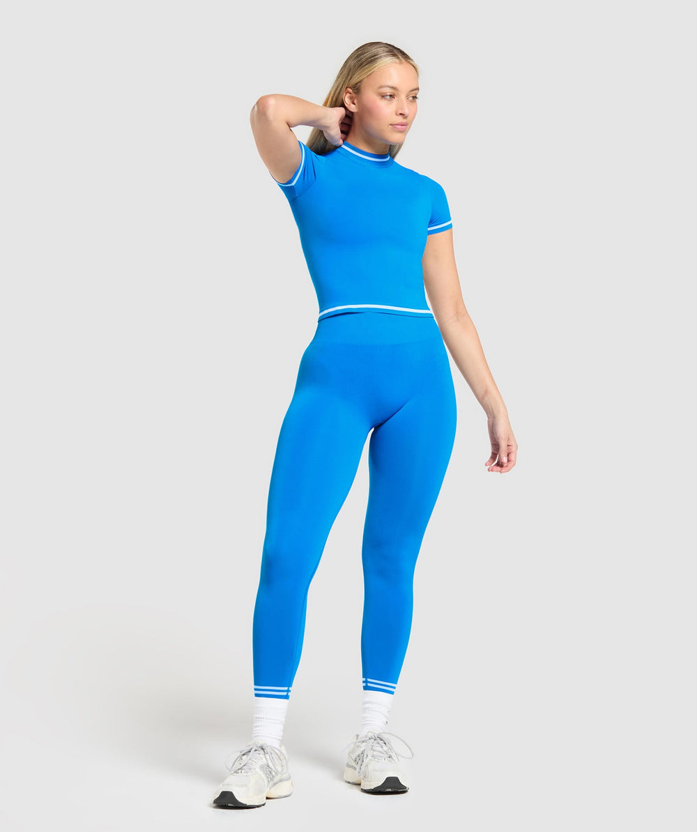 Contrast Seamless T-Shirt Barbell Blue