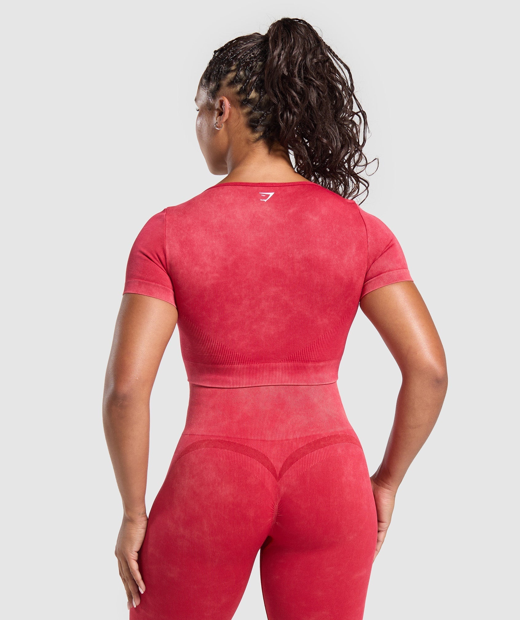 Gains Seamless Washed Crop Top Carmine Red