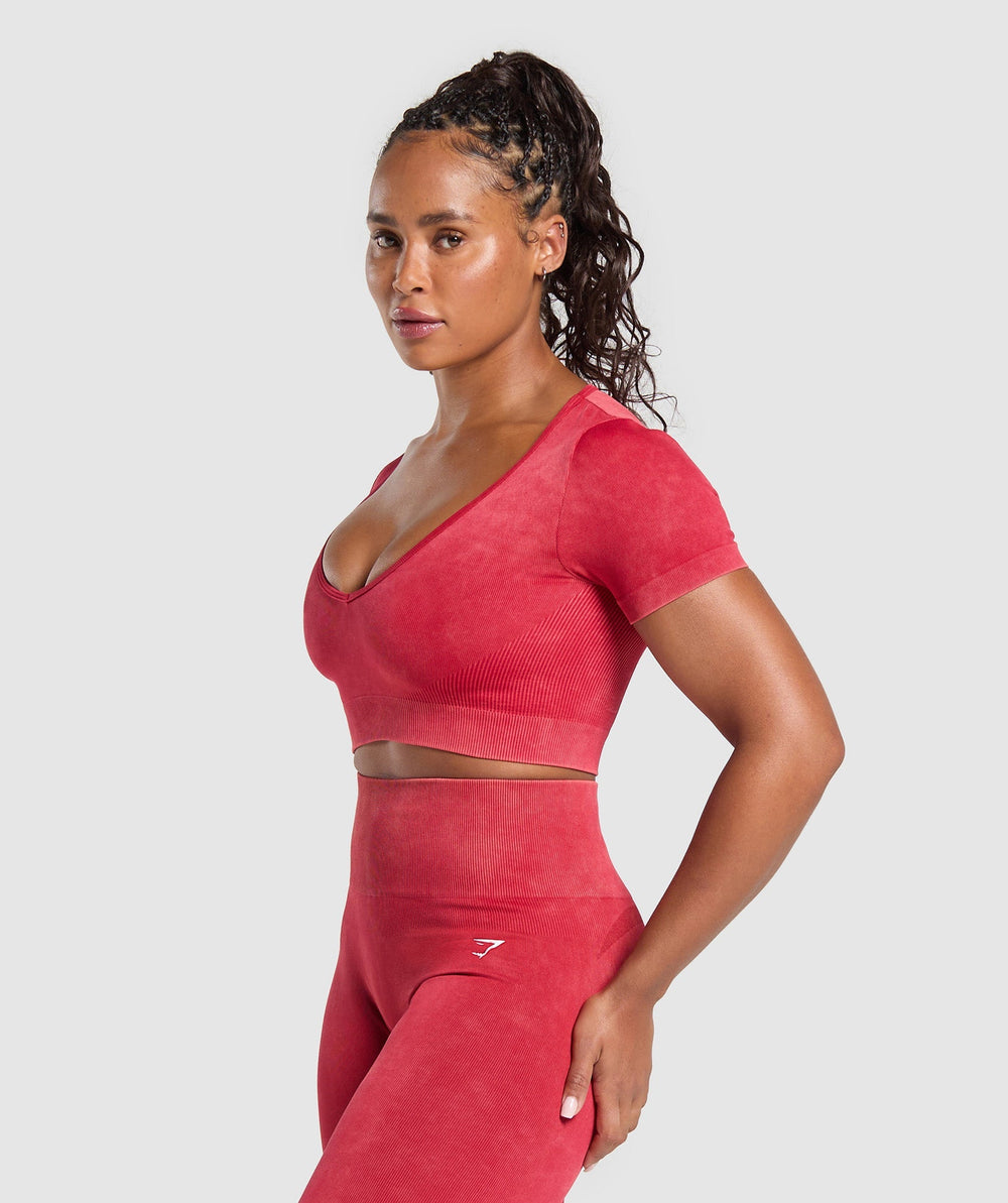Gains Seamless Washed Crop Top Carmine Red