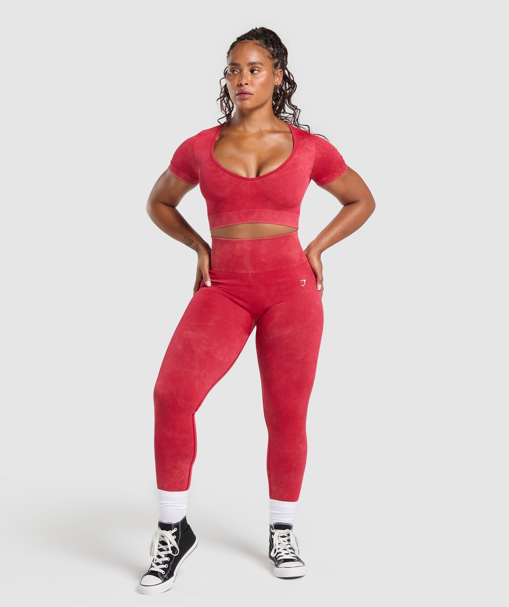 Gains Seamless Washed Crop Top Carmine Red
