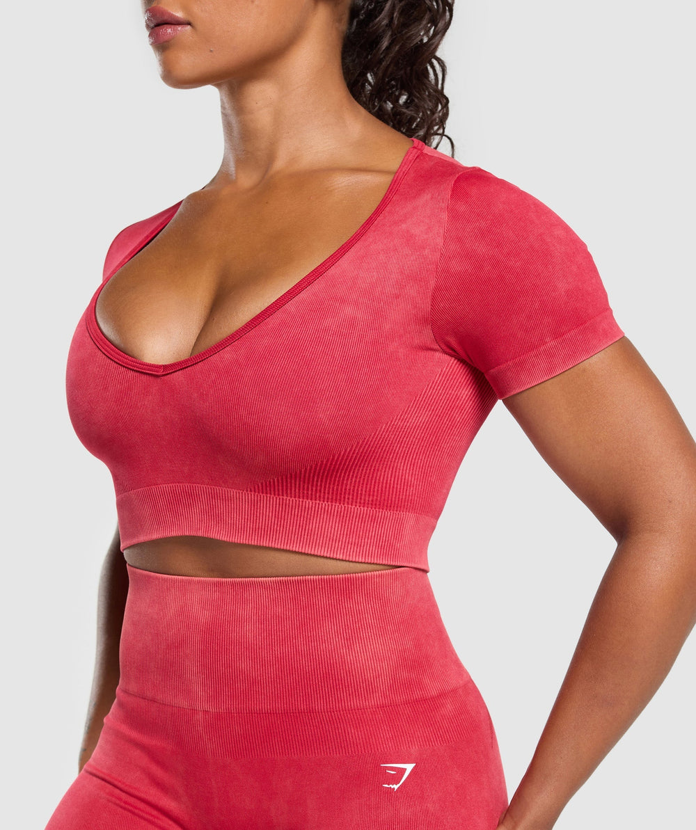 Gains Seamless Washed Crop Top Carmine Red