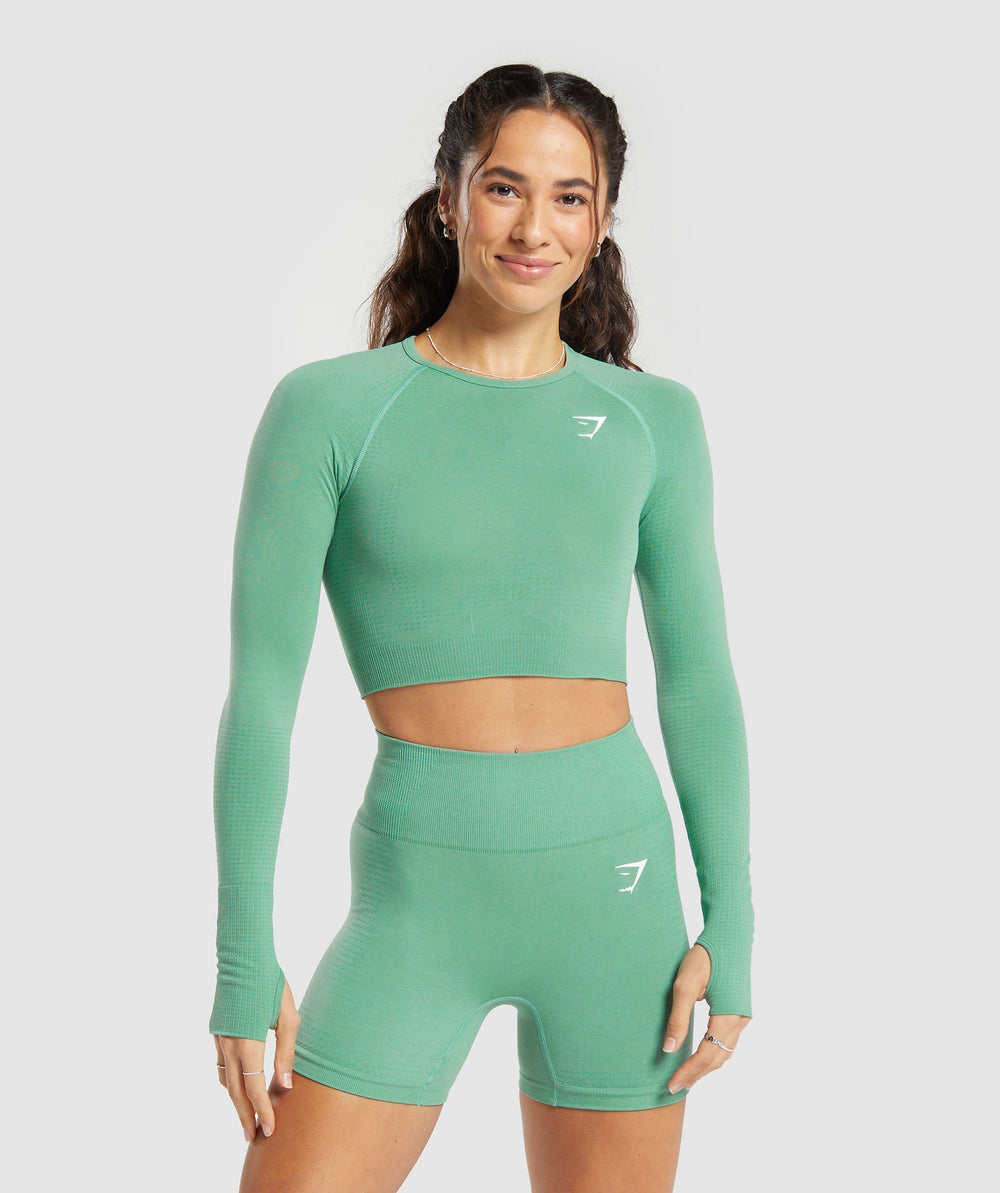 Vital Crop Top Lagoon Green Marl