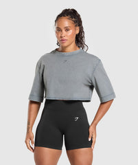 GSLC Washed Graphic Crop Top Iron Blue