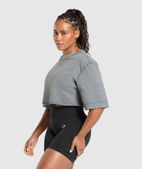 GSLC Washed Graphic Crop Top Iron Blue