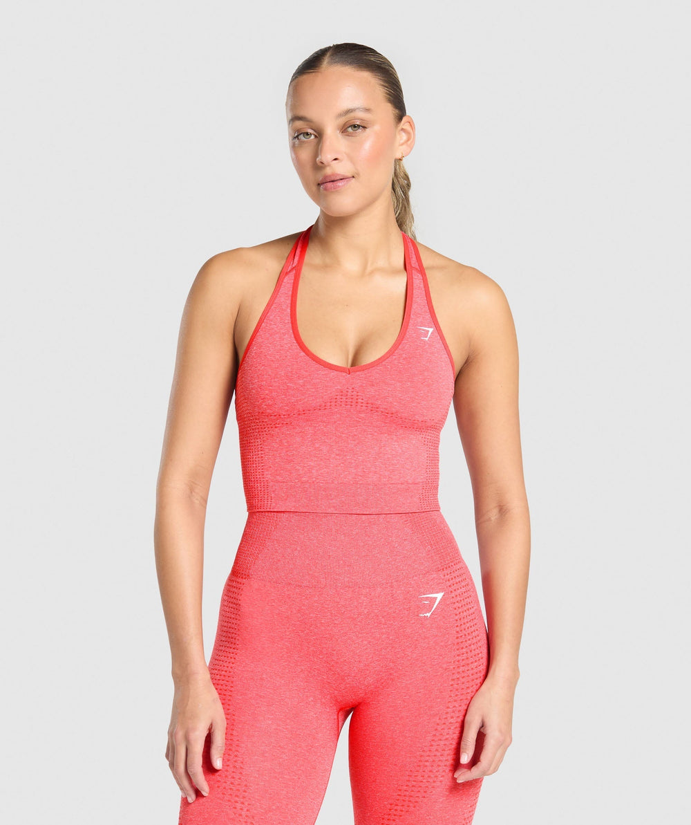 Vital Halter Neck Tank With Shelf Coral Red Marl