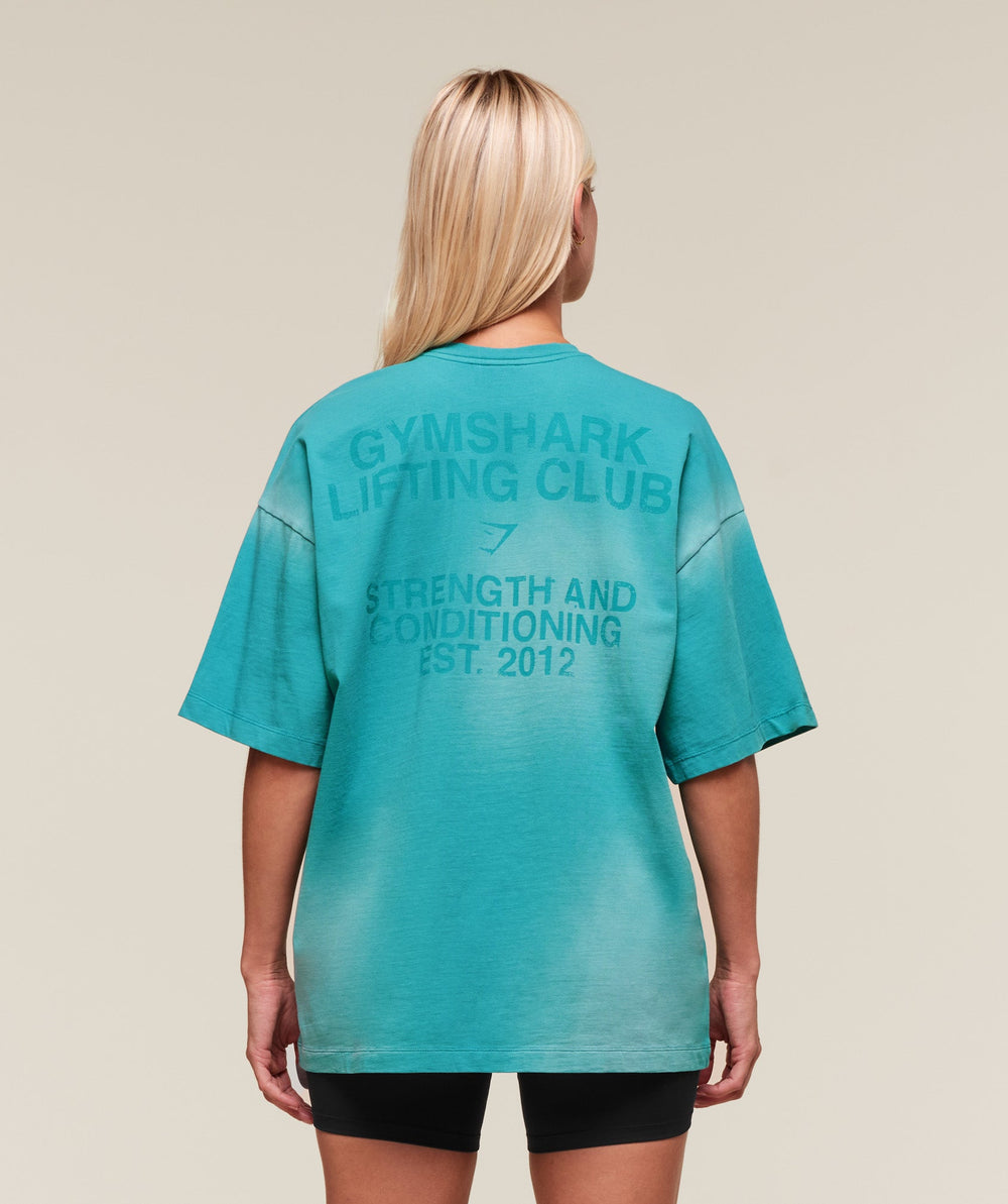 Summer Tie-Dye Graphic Oversized T-Shirt Jewel Teal/Wash