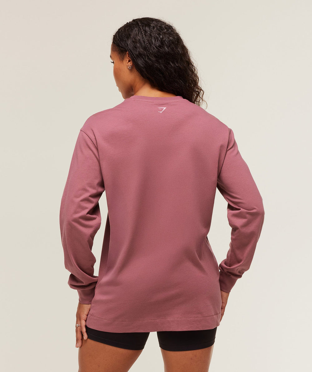 Lifting Club Graphic Oversized Long Sleeve T-Shirt Reset Pink