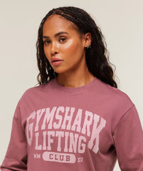 Lifting Club Graphic Oversized Long Sleeve T-Shirt Reset Pink